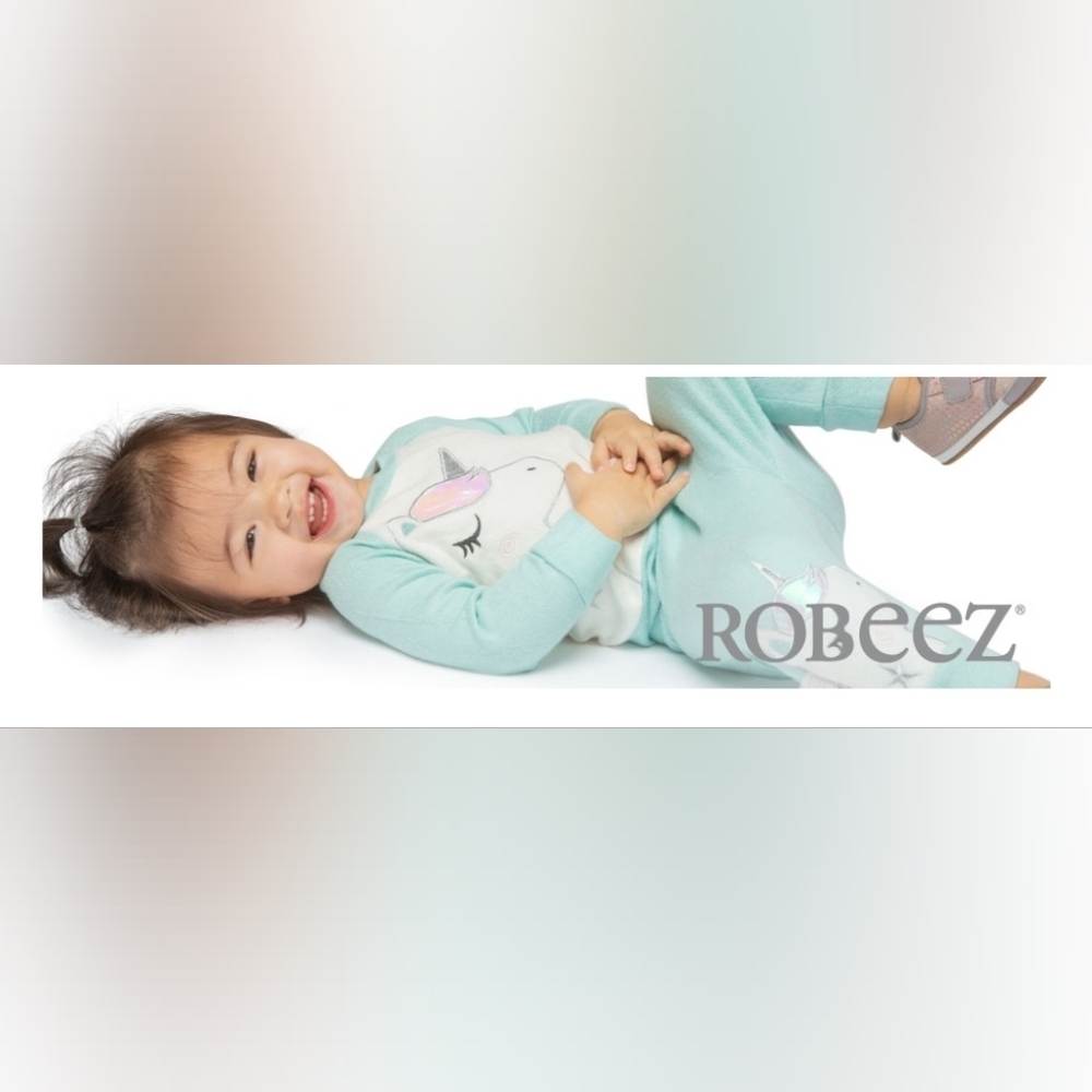 Robeez Luxe Graphic Unicorn Lounge 2 Piece Set Mint and White NWT Size: 6-9m - Picture 9 of 10